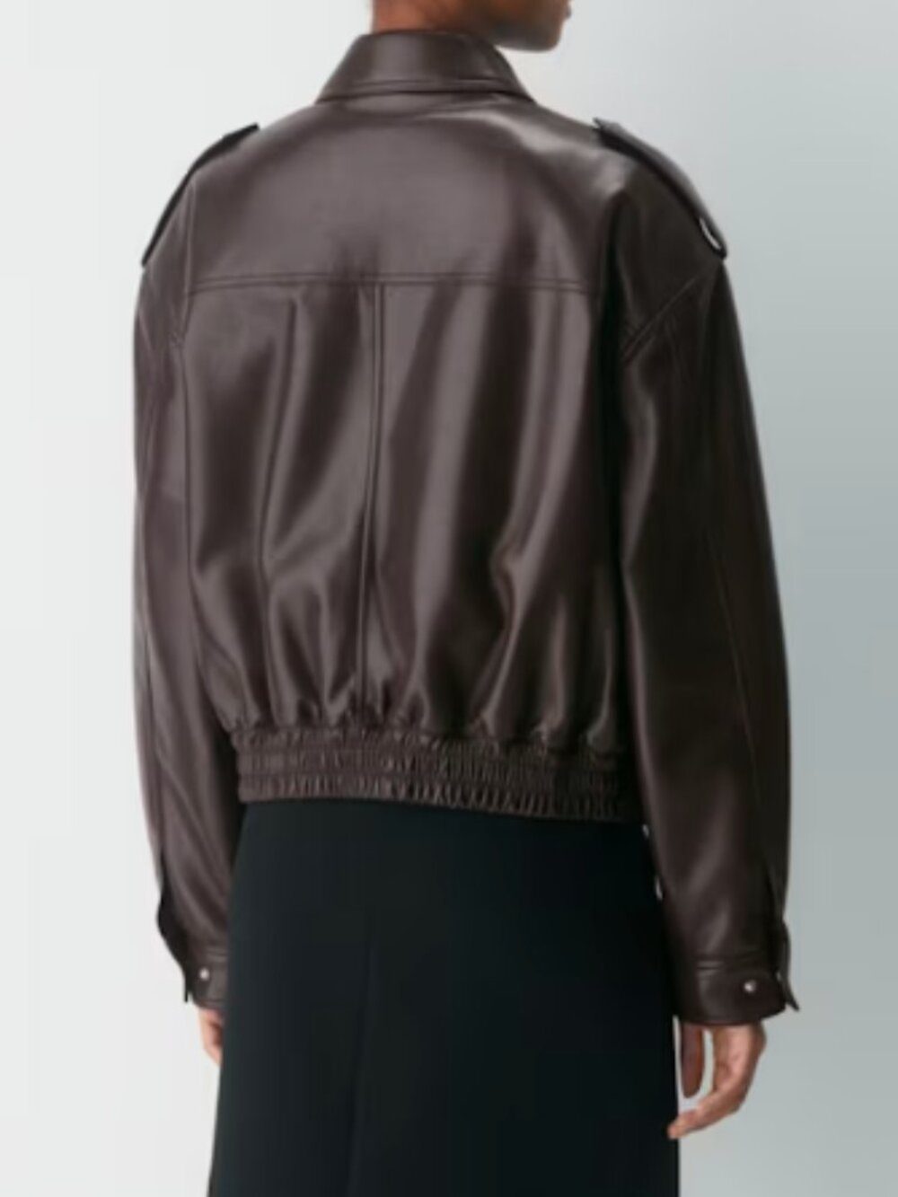 Aritzia Croft Unreal Leather Bomber Jacket - Rich mocha Brown - Small - Picture 10 of 13
